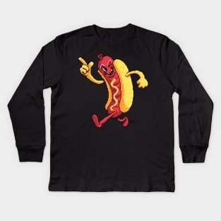 Pixelated Hot Dog! Kids Long Sleeve T-Shirt